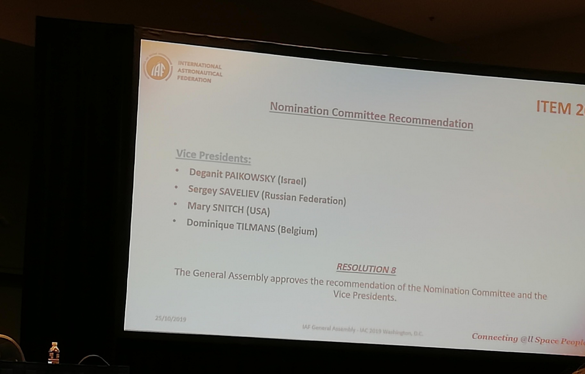 IAF - Washington - 25 October - Something that had seemed impossible has become a reality !! IAF - Washington - 25 October - Something that had seemed impossible has become a reality !!